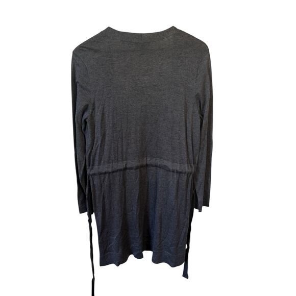 EILEEN FISHER NWT Belted Simple Cardi Sweater Ash Grey Cotton Silk Blend Cozy - Picture 7 of 8